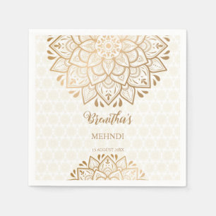 Serviette En Papier Golden mandala Mehndi nom personnalisé
