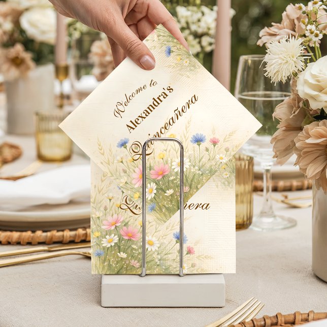 Serviette En Papier Golden Meadow Fête de Fleurs des Quince Años (Créateur téléchargé)