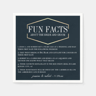 Serviette En Papier Golden Navy Blue Fun Facts Personnalisé