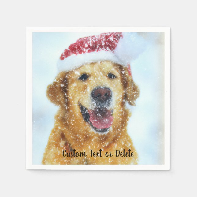 Serviette En Papier Golden Retriever avec Noël Santa hat Custom (Devant)