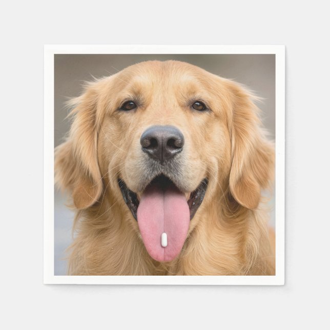 Serviette En Papier Golden Retriever avec une Pilule (Devant)