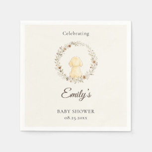 Serviette En Papier Golden Retriever Baby Shower Aquarelle Fleur Sauva
