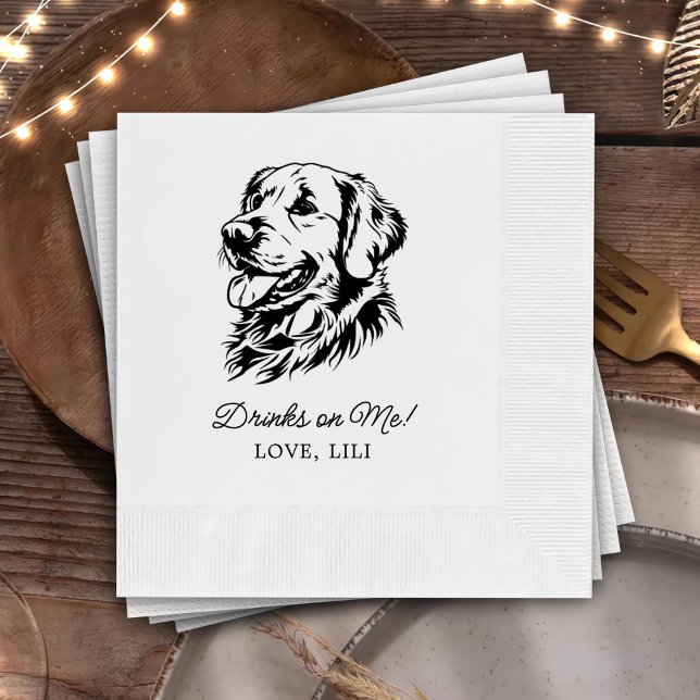 Serviette En Papier Golden Retriever Chien Boissons Personnalisées Sur (Créateur téléchargé)