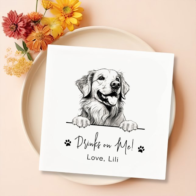 Serviette En Papier Golden Retriever Chien Boissons Personnalisées Sur (Créateur téléchargé)