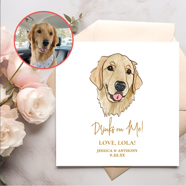 Serviette En Papier Golden Retriever Chien Boissons personnalisées sur (Créateur téléchargé)