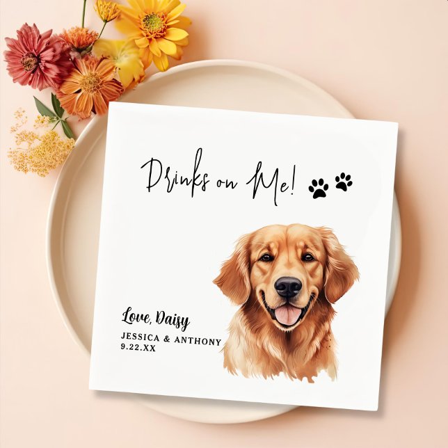 Serviette En Papier Golden Retriever Chien Boissons Personnalisées Sur (Créateur téléchargé)