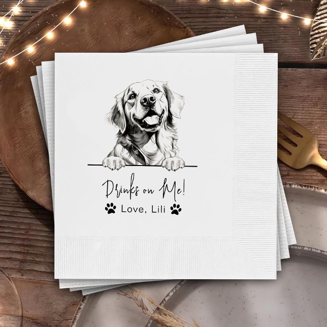 Serviette En Papier Golden Retriever Chien Boissons Personnalisées Sur (Créateur téléchargé)