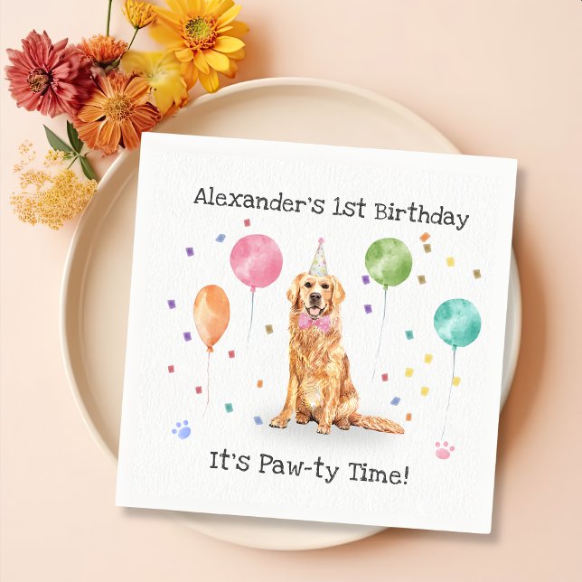 Serviette En Papier Golden Retriever Chien fête d'anniversaire (Créateur téléchargé)