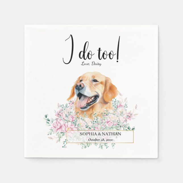 Serviette En Papier Golden Retriever Chien Mariage Cocktail Napkins (Devant)