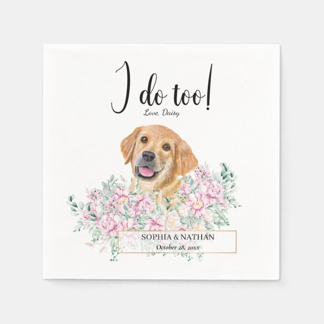Serviette En Papier Golden Retriever Chien Mariage Cocktail Napkins (Devant)