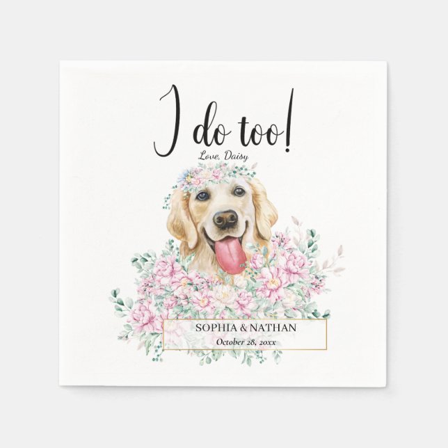 Serviette En Papier Golden Retriever Chien Mariage Cocktail Napkins (Devant)
