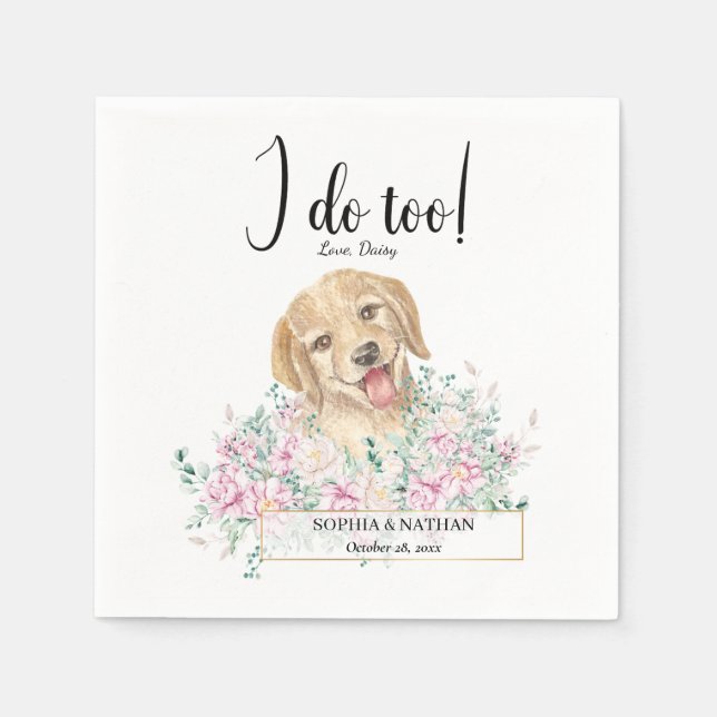 Serviette En Papier Golden Retriever Chien Mariage Cocktail Napkins (Devant)
