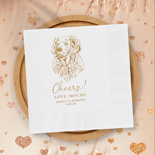Serviette En Papier Golden Retriever Chien salue Cocktail Personnalisé (Créateur téléchargé)