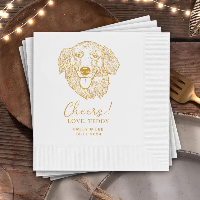 Serviette En Papier Golden Retriever Chien salue Cocktail Personnalisé (Créateur téléchargé)