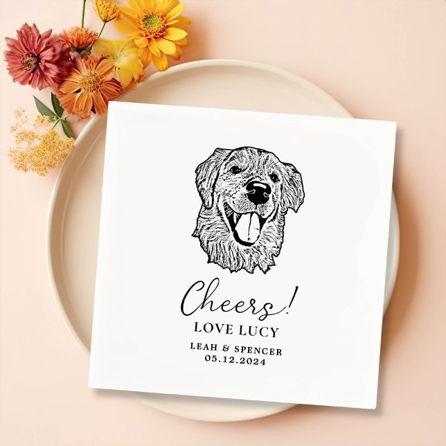 Serviette En Papier Golden Retriever Chien salue Cocktail Personnalisé (Créateur téléchargé)