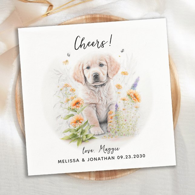 Serviette En Papier Golden Retriever Custom Chien Cocktail Mariage  (Créateur téléchargé)