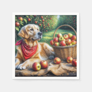 Serviette En Papier Golden Retriever dans Apple Orchard