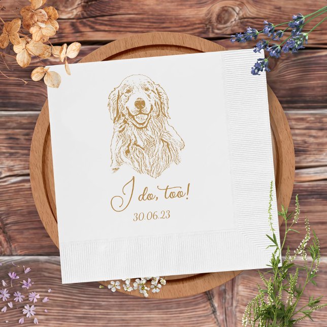 Serviette En Papier Golden Retriever Dog I Do Too Custom Cocktail Napk (Créateur téléchargé)