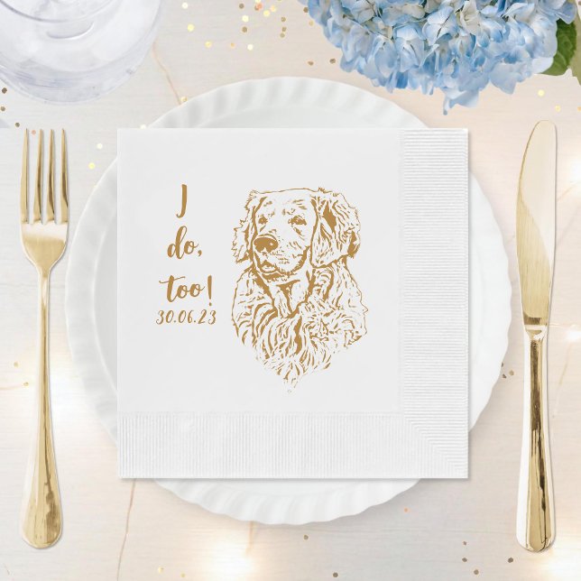 Serviette En Papier Golden Retriever Dog I Do Too Custom Cocktail Napk (Créateur téléchargé)