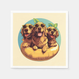 Serviette En Papier Golden Retriever Dogs - Flottes de la piscine d'ét