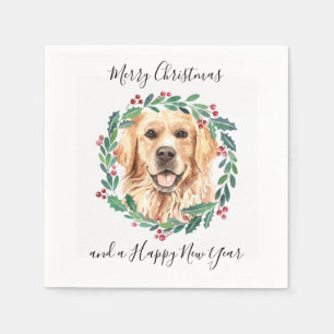 Serviette En Papier Golden Retriever Elegant Chien Joyeux Noël