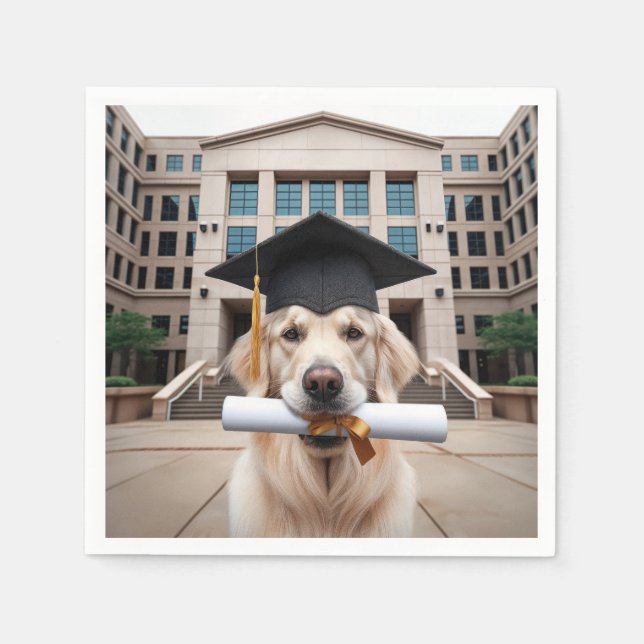 Serviette En Papier Golden Retriever Graduate (Devant)