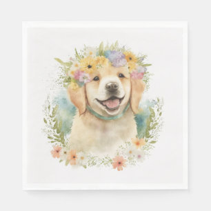 Serviette En Papier Golden Retriever in Laurel Wreath