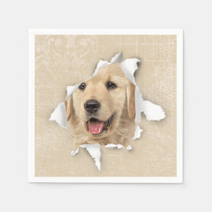 Serviette En Papier Golden Retriever in Paper Hole