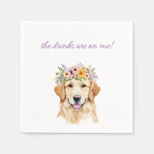 Serviette En Papier Golden Retriever Mariage Napkin (Devant)