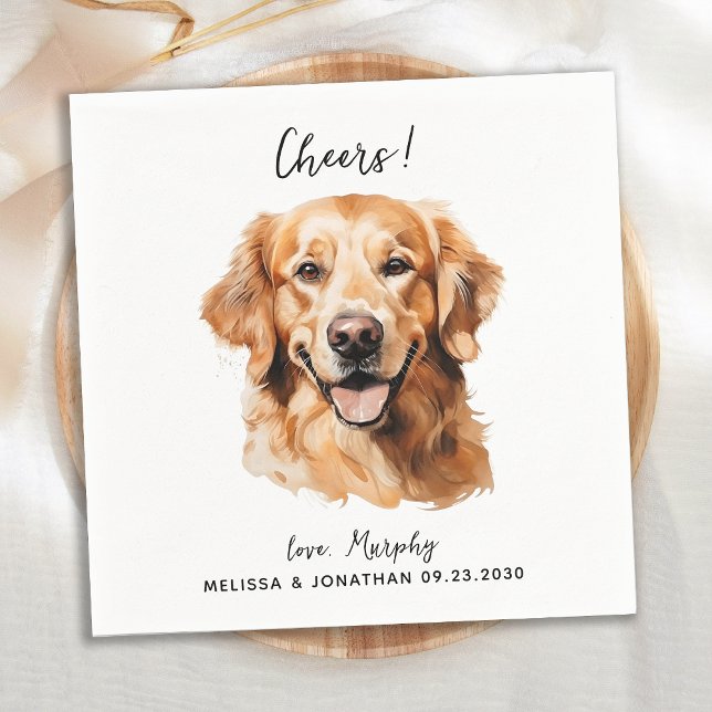 Serviette En Papier Golden Retriever Modern Chien Mariage Cocktail (Créateur téléchargé)