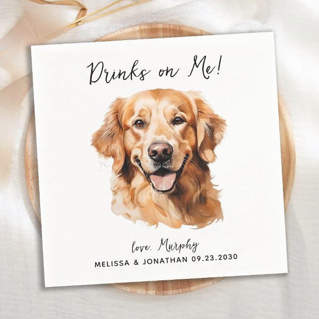 Serviette En Papier Golden Retriever Modern Chien Mariage Cocktail (Créateur téléchargé)