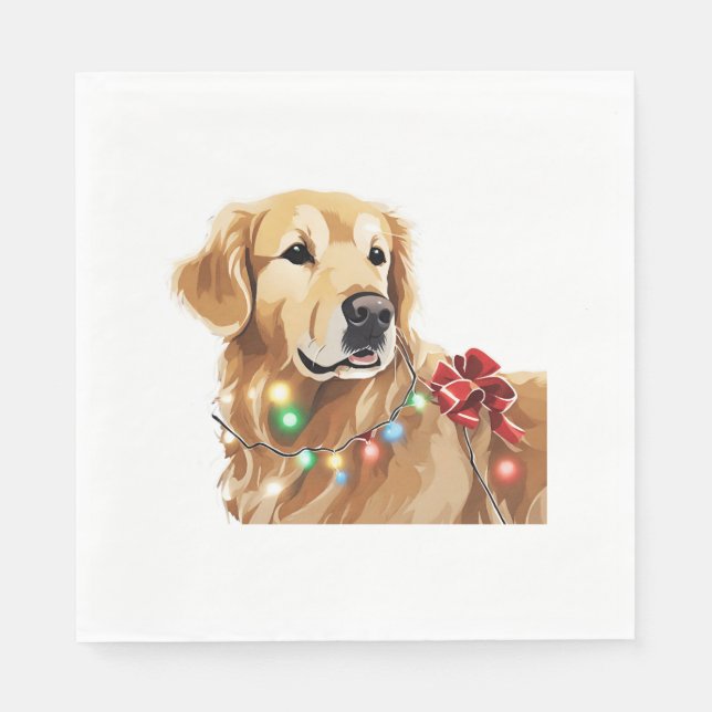 Serviette En Papier Golden Retriever Noël Light Classic (Devant)