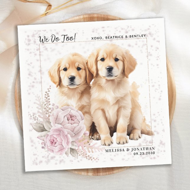 Serviette En Papier Golden Retriever Nous Faisons Trop Rose Floral Chi (Créateur téléchargé)