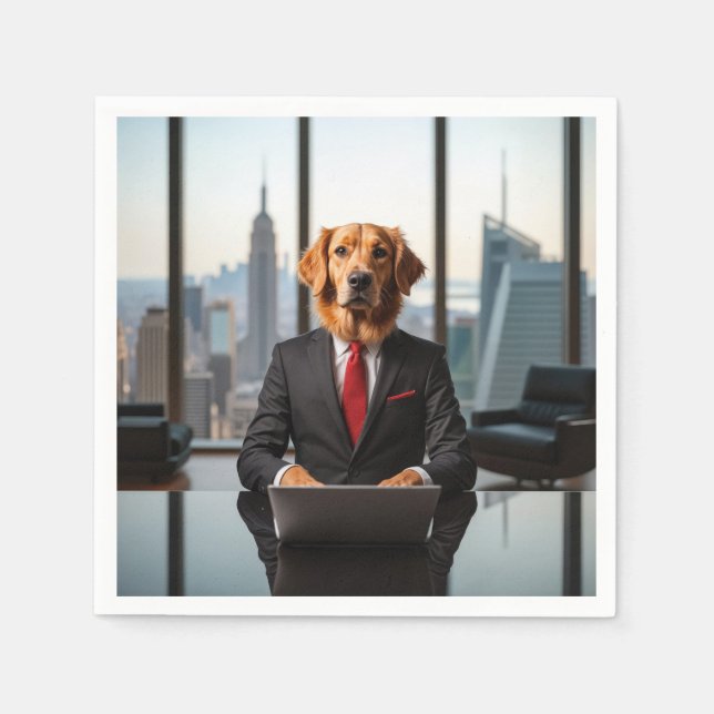 Serviette En Papier Golden Retriever PDG dans un bureau moderne haut d (Devant)