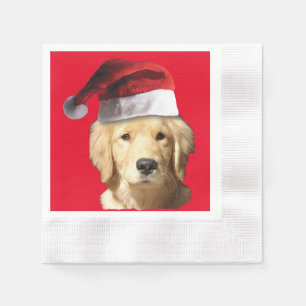 Serviette En Papier Golden Retriever Père Noël