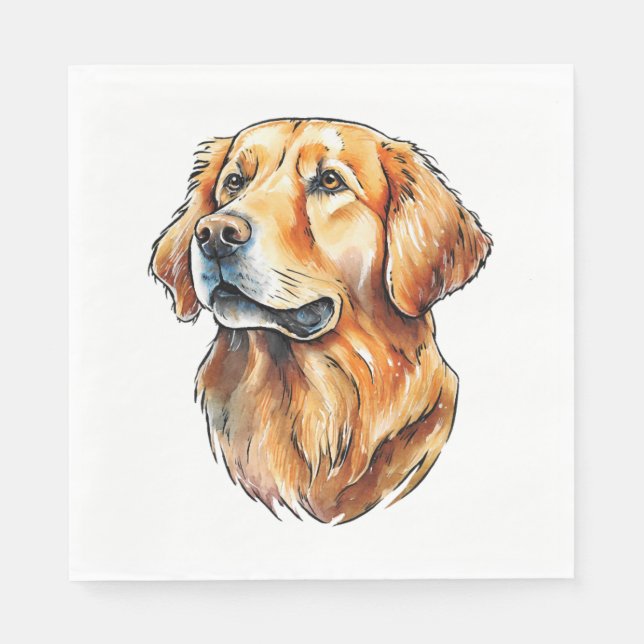 Serviette En Papier Golden Retriever Portrait Classic T-shirt (Devant)