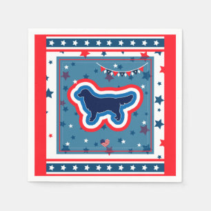 Serviette En Papier Golden Retriever Rouge Blanc Et Bleu 4 Juillet