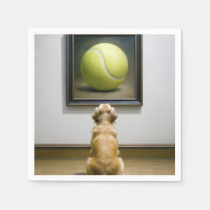 Serviette En Papier Golden Retriever Stars at Tennis Ball Art Piece