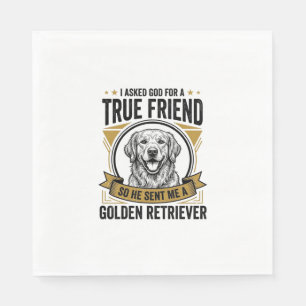 Serviette En Papier Golden Retriever Vrai Ami Vintage Amateur de Chien