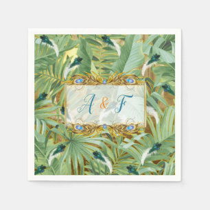 Serviette En Papier Golden Royal Peacock Feathers