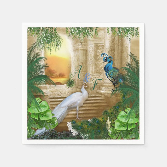 Serviette En Papier Golden Royal Peacock Temple Dreams (Devant)