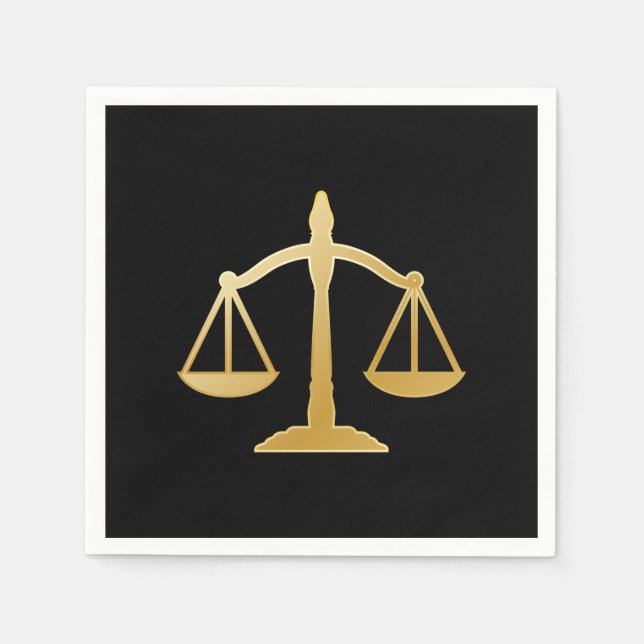 Serviette En Papier Golden Scales of Justice Law Theme (Devant)
