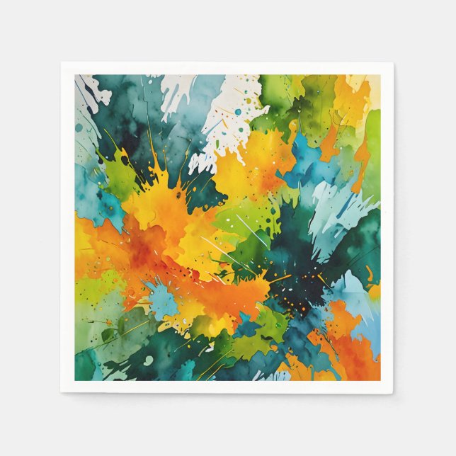 Serviette En Papier Golden Splash & Emerald Waves (Devant)