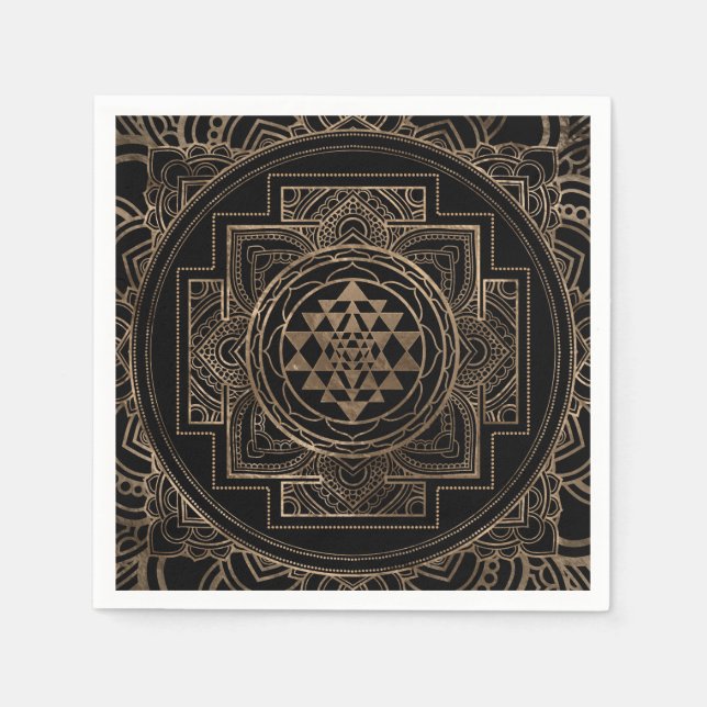 Serviette En Papier Golden Sri Yantra / Sri Chakra en lotus (Devant)