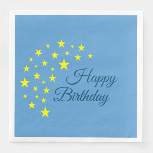 Serviette En Papier Golden Starry Moon sur Picton Blue Joyeux annivers