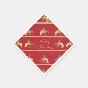 Serviette En Papier Golden Western Pleasure Horse Red Christmas