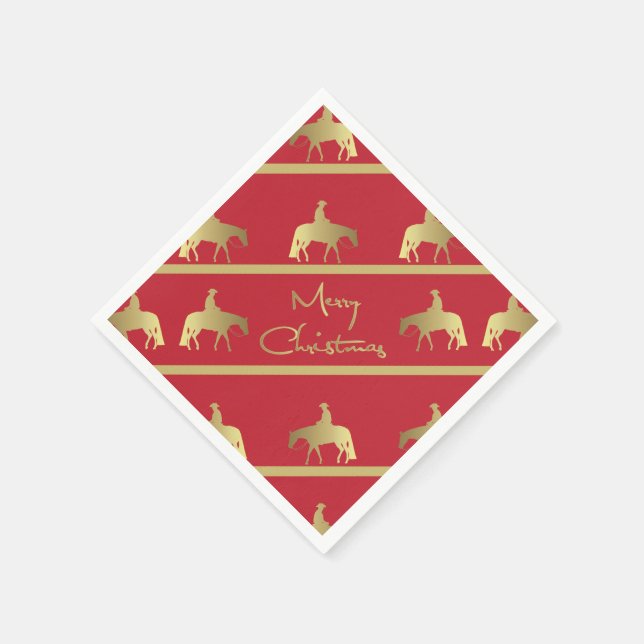 Serviette En Papier Golden Western Pleasure Horse Red Christmas (Coin)