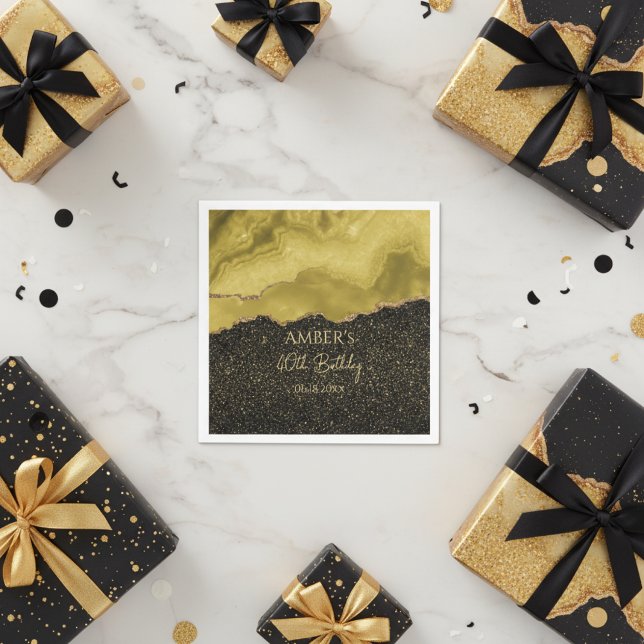 Serviette En Papier Golden Yellow Gold Glitter Abstract Watercolor  (Créateur téléchargé)