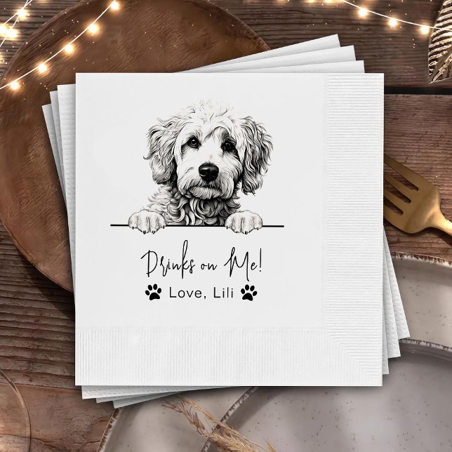 Serviette En Papier Goldendoodle Chien Boissons Personnalisées Sur Moi (Créateur téléchargé)