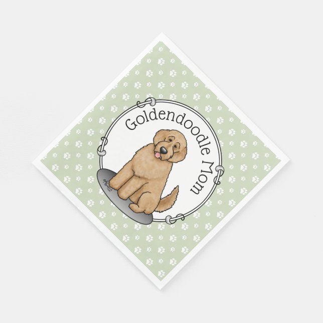 Serviette En Papier Goldendoodle Mom Doodle Mom (rouge doré) (Coin)